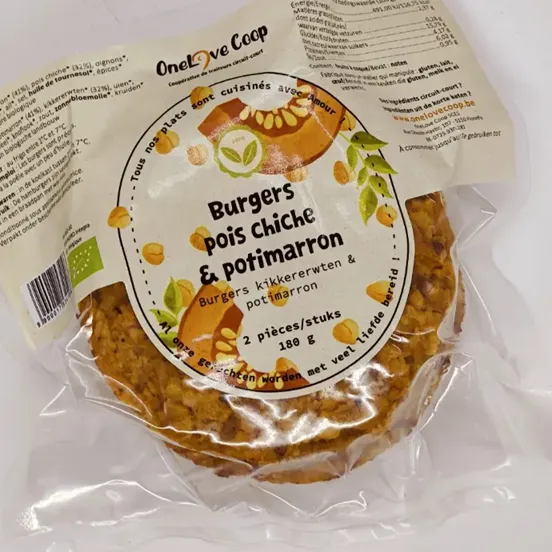 Burgers végétaux pois chiche-potimarron bio (2 pc)